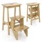 Natural Rubber Wood 3-in-1 Step Ladder, Stool and Plant Stand with Anti-Slip Pedals
